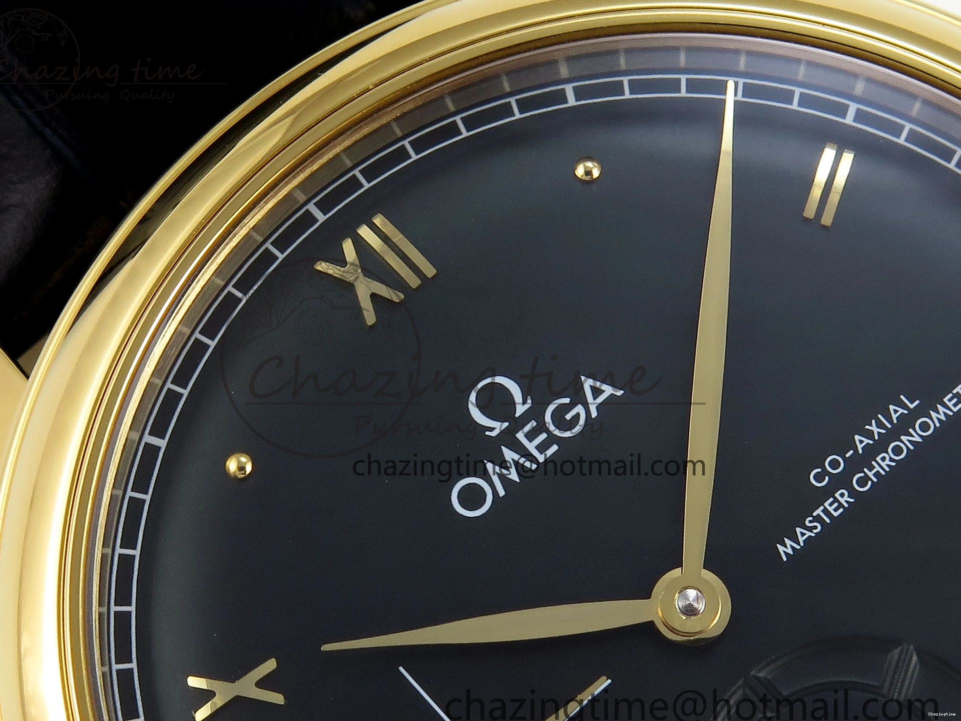 0124 WeatherProof De Ville Power Reserve YG MKF 1:1 Best Edition Black Dial on Black Leather Strap A 7758